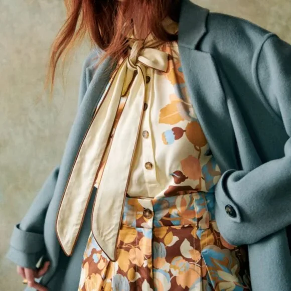 Sézane NWT Mederick Coat in Vintage Blue Size 42/US 10 - Picture 4 of 7